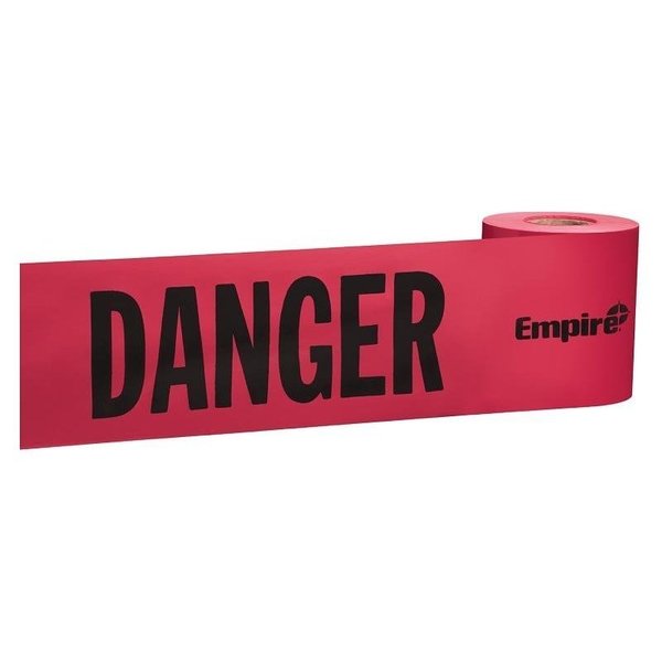 Empire Level Barricade Tape, 200 ft L, 3 in W, Plastic Backing, Red 77-0204